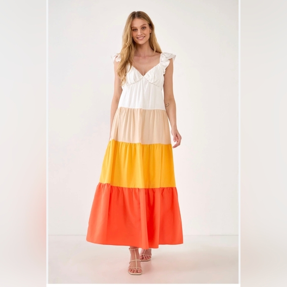 english factory colorblock maxi dress An Affordable Colorblock Tiered Maxi